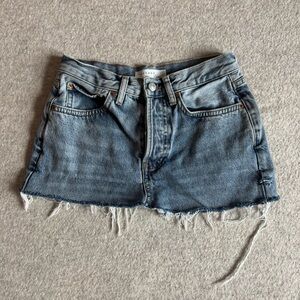 Topshop PETITE Distressed Denim Mini Skirt
